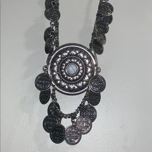 Large Boho Silver Statement Necklace